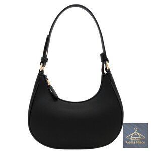 Small Crescent Shoulder Bag PU Leather Adjustable Strap Casual Purse